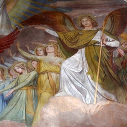 Erzengel Raphael - Detailausschnitt aus dem Wandbild über dem Hochaltar
