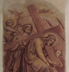 Simon von Cyrene hilft Jesus das Kreuz tragen