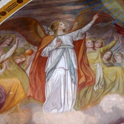 Erzengel Gabriel - Detailausschnitt aus dem Wandbild über dem Hochaltar