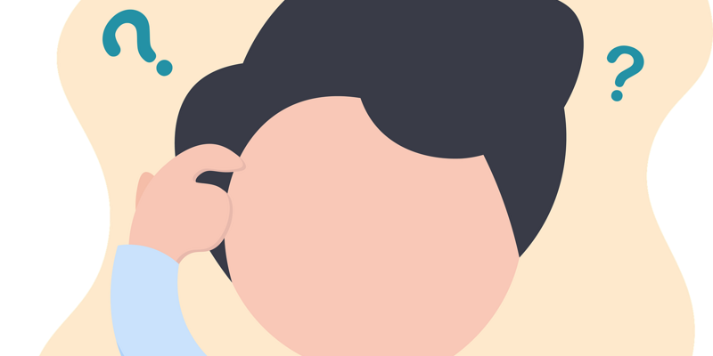 Eine menschliche Figur kratzt sich fragend am Kopf.